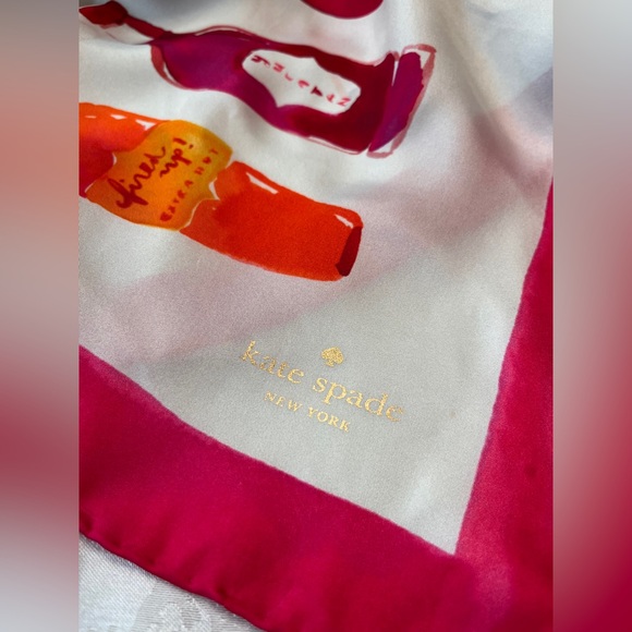 Kate Spade 100% silk scarf! Beautiful and colorful 34” x 34” EUC - Picture 9 of 16